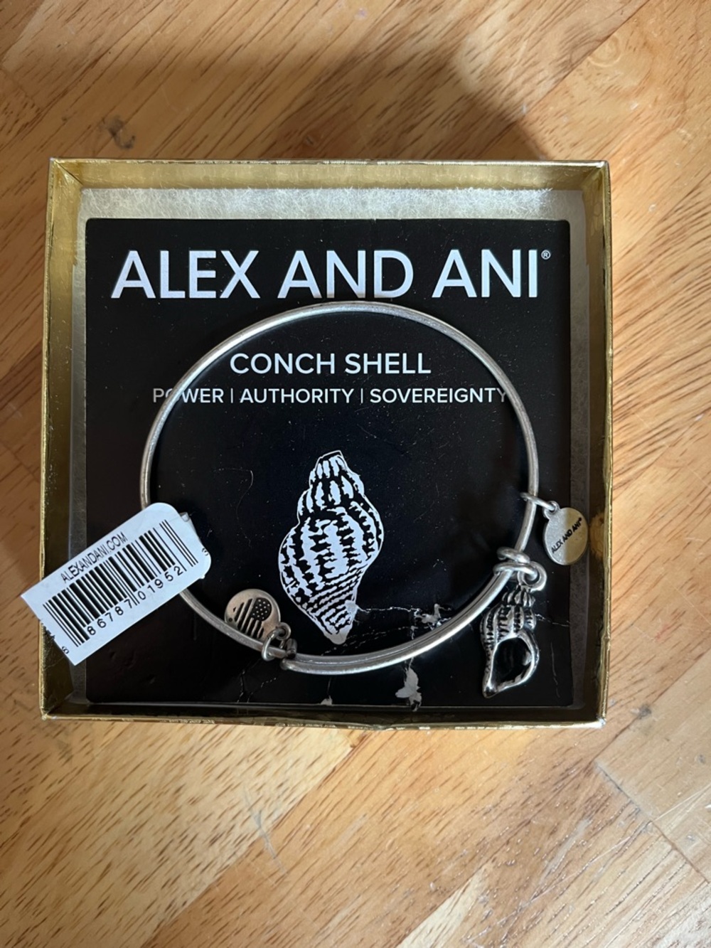 Alex and Ani Silver Conch Shell Charm Bangle